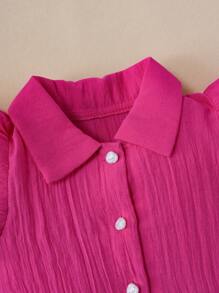 Baby Girls' Summer New Arrival Set: Simple Shirt With Star Embroidery And Jeans - Hot Pink - View 3
