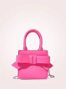 SHEIN MOD Solid Color Bow Decorated Fashion Handbag, Suitable For Daily Wear