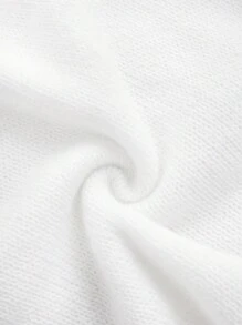 ROMWE Kawaii Strickoberteil mit Schleifenmuster und Off-Shoulder Stil - Aprikosenfarben - Übersicht 4