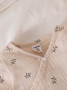 SHEIN Vintaside Kids Baby Boy Spring/Autumn New Casual Cotton Long Sleeve Printed Tie-Up Comfortable Jumpsuit