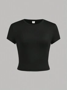 SHEIN Girlism 4入組青少女針織純色短袖休閒T恤套裝 - 淺藍色 - 查看 8