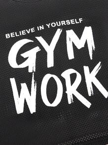 Easithlete 口号图案吊带连体衣健身套装