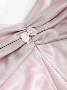 Sweetra Sexy Strapless Top With Gathered Front And Middle And High Slit Y2K Outfit  - Apricot - View 3