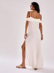 MUSERA Trang phục đi biển cho nữ, kiểu dáng rộng rãi, hở vai, đầm maxi thanh lịch mùa xuân hè, thích hợp cho kỳ nghỉ, tiệc cưới, tiệc độc thân, lễ tốt nghiệp, dạ hội. - trắng - Xem 2