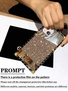 1pc Glitter Bling Bling Mirror Shockproof Protective Phone Case Compatible With Apple 17 Pro Max/17 Air/16 Pro Max, 15 Pro Max/15/14 Plus/14 PM/14/13/12/11/XR, Galaxy S25 FE/A17/A07, Redmi, Realme C61/C63/C55/C53, Vivo Y36/Y28 4G/Y18s, Infinix Smart8, Multi-Layer Shock-Absorbing And Anti-Fall Protection, Creative Cushion Cover, Ideal For Birthday/Valentine's Day Gifts - Gold - View 4