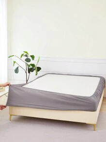 1入組彈性超細纖維絨面床上用品套裝（平面床單和床墊套） - 灰色 - 查看 1
