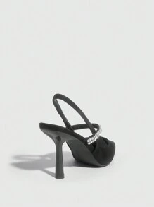 CUCCOO CHICEST 女士鞋子时尚水钻高跟鞋，黑色，适合春夏季度假鞋夏季 - 黑色 - 查看 3