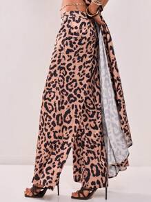 MUSERA Pantalon évasé en satin à imprimé léopard, style boho, printemps été, mignon pour les vacances