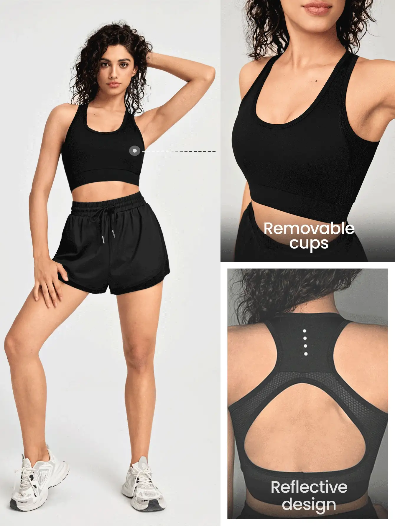 Lifespree Brassière de sport pour femmes avec insertion en maille réfléchissante et tissu super doux et confortable