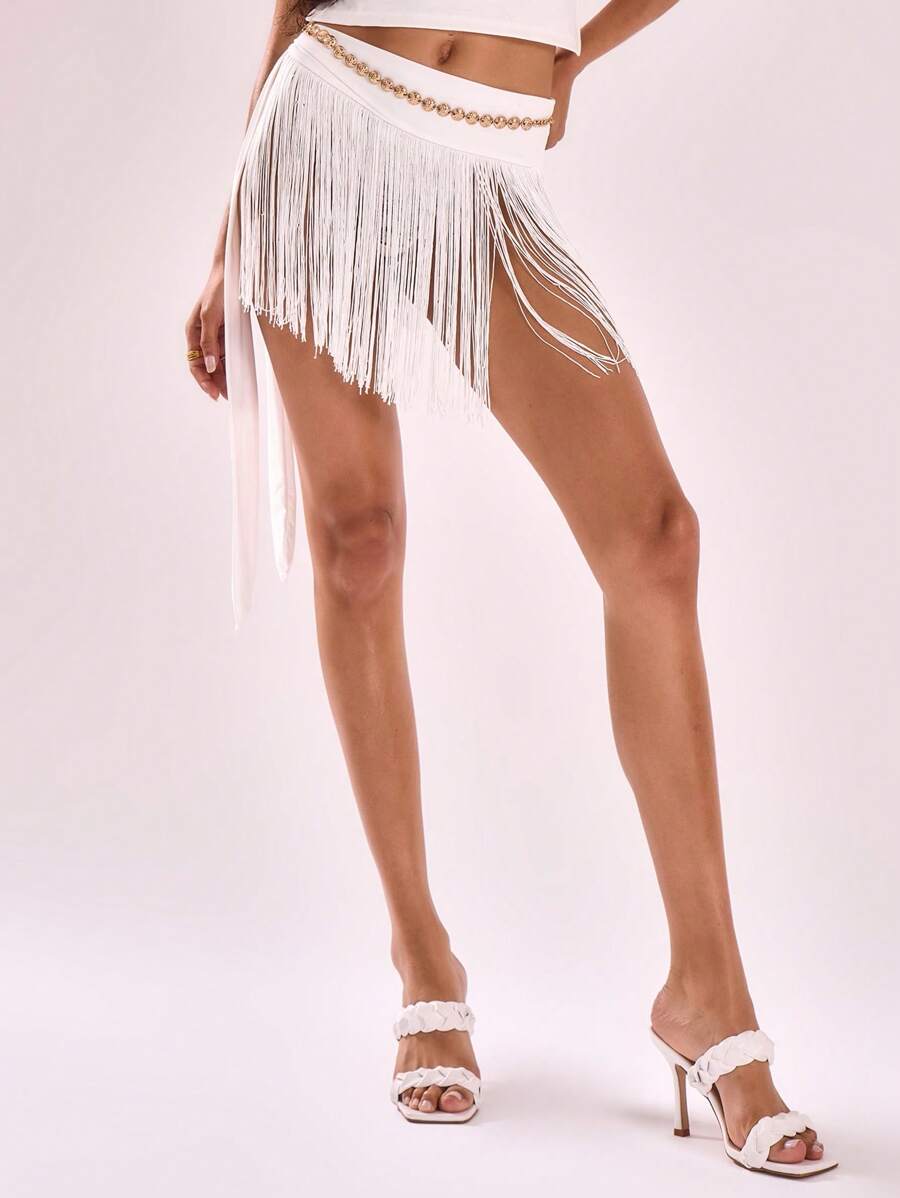 Musera Resort Tassel Fringe Tie Swim Cover Up Skirt Only Summer Beach Resort Holiday