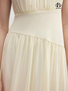 BizChic Váy hàng ngày mùa hè không tay đơn giản màu trơn cho nữ - Màu be - Xem 3