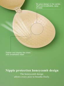 2對圓形杯膠貼內衣，前扣式，有推薦效果，輕盈無縫女士胸罩，無肩帶，適合婚紗 - 彩色 - 查看 4