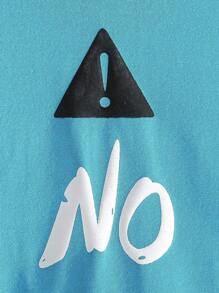 Boys Baby Patched Button Front Denim Shirt & Denim Pants & Hooded Letter Graphic Tee - Baby Blue - View 4
