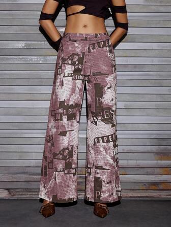 thegypsygoddess Artist Women's Allover Print Casual Wide Pants With Pockets, For Holiday, Vacation, Spring, Festival, Ibiza Fits, Western Wear
