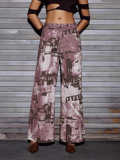 thegypsygoddess Artist Women's Allover Print Casual Wide Pants With Pockets, For Holiday, Vacation, Spring, Festival, Ibiza Fits, Western Wear