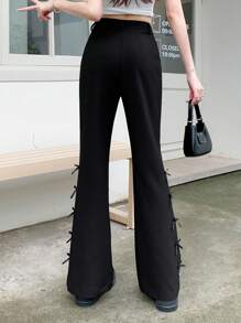 DAZY 女士蝴蝶結寬腿褲休閒長褲