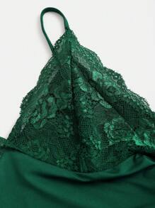Sweetra Vestido elegante de unicolor con aplicación de encaje, diseño de sirena, vestido maxi de verano para mujer