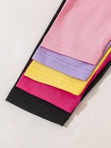 SHEIN Playful Pals 5pcs Baby Girls' Cute Bowknot Printed Bottoms, Daily Casual Comfortable Leggings For Spring, Summer, And Autumn - Multicolor - View 6