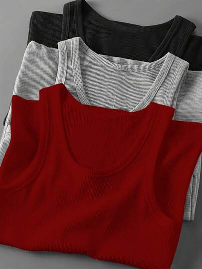 Manfinity Sport Corelite 3pcs Boyfriend Style Men Solid Color Round Neck Casual Sport Tank Tops  Workout Tops Tank Top Pack Basic T Shirt  Basketball  Jersey Boyfriend Style Men Boyfriend Style Men Workout Tops Christmas Breathable