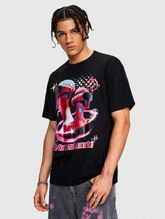 Street Life Camiseta de manga corta para hombres con impresión de realidad aumentada, adecuada para uso diario, primavera y verano