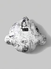 GAWX 艺术家 1 件枕头，带素描卡通图案，节日 - 彩色 - 查看 2