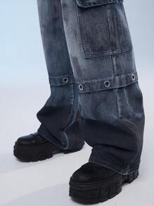 Manfinity Denimwave Casual denim jeans voor heren met wijde pijpen, losse pasvorm en meerdere zakken, Street Style