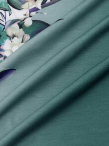 休闲时尚正式纽扣短袖印花 V 领女式 T 恤