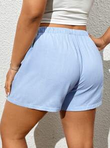 SHEIN EZwear Plus-maat zomer casual effen kleur shorts