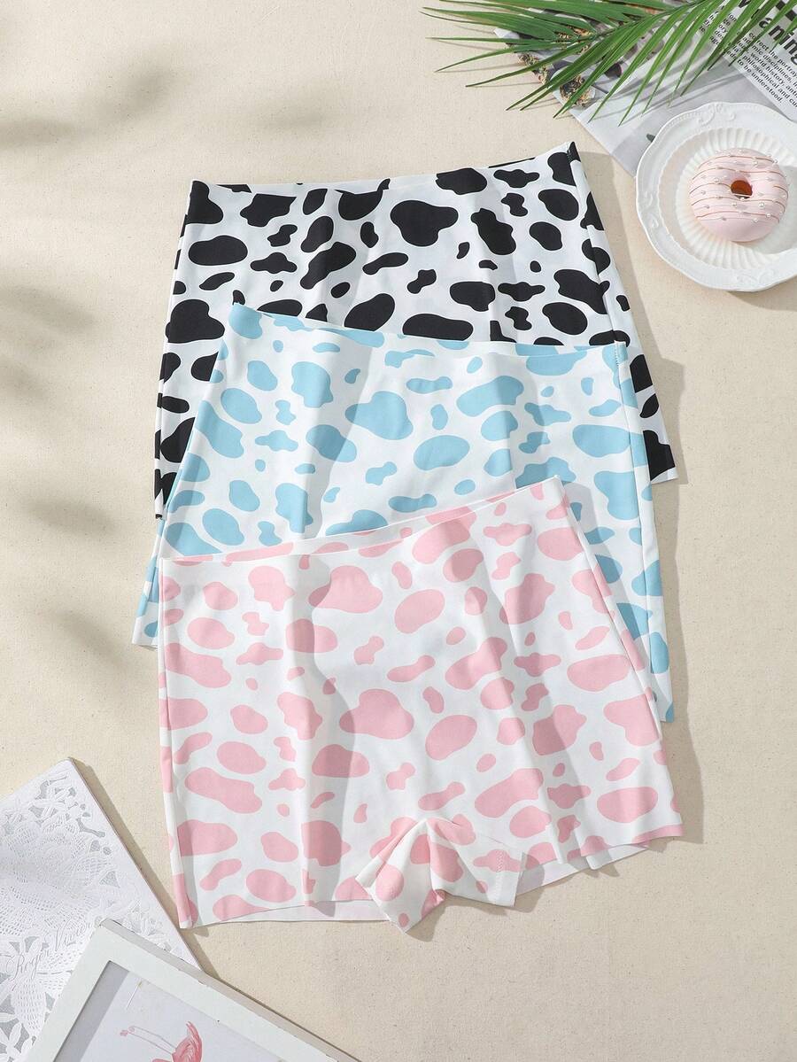 SHEIN 3 chiếc Quần Short Nam In Hình Bò - Nhiều màu - Xem 1