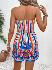 SHEIN VCAY Women's Strapless Short Jumpsuit For Casual And Holiday, Summer