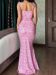 女士花卉印花紧身性感时尚连衣裙优雅派对度假节春夏装 - 粉色 - 查看 2