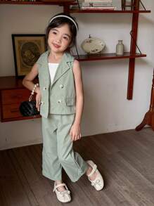 SHEIN 年輕女孩簡約舒適3件套西裝套裝 - 彩色 - 查看 1