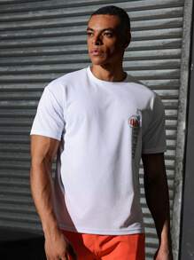 Manfinity Sport Corelite 男友风男士简约印花短袖圆领T恤 8008 - 白色 - 查看 4