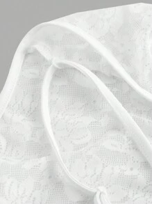 SHEIN MOD Vestido con chal de encaje y tirantes de encaje desmontables, se pueden usar por separado - Blanco - Ver 3