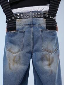 Manfinity Denimwave Men's Baggy Wide Leg Denim Shorts With Pockets, 3/4 Length, Casual Streetwear - Light Wash - View 6