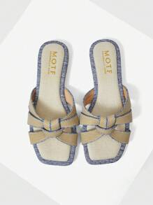 MOTF PREMIUM COMFY WOMEN'S FLAT SANDALS WITH SQUARE TOE HALLOWEEN CHRISTMAS - Blue - View 1