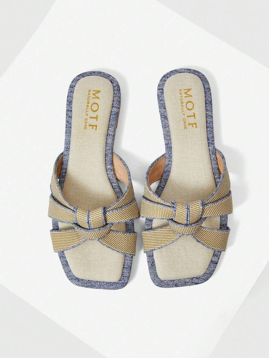 MOTF PREMIUM COMFY WOMEN'S FLAT SANDALS WITH SQUARE TOE HALLOWEEN CHRISTMAS - Blue - View 1