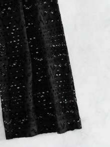 SHEIN Swim Summer Beach Hollow Out Knitted Loose Cover-Up Pants - Black - View 6