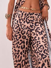 MUSERA Pantalon évasé en satin à imprimé léopard, style boho, printemps été, mignon pour les vacances