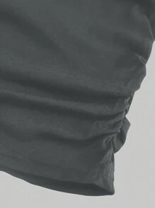 SHEIN Maternity Cartoon Print Crew Neck Short Sleeve Casual T-Shirt - Grey - View 3