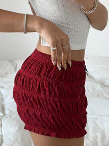 Comfortcana Kurze rote gestrickte Damen Shorts - Rot - Übersicht 3