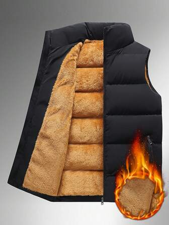 Men's Casual Thermal Lined Vest Padded Coat , Versatile, Fall/Winter