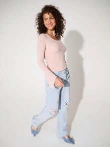 WESTFADE Knit Lace Top - Dusty Pink - View 3