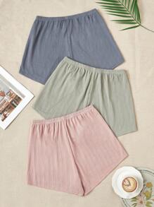 Ensemble 3 pièces: shorts de détente à motif jacquard unicolore avec lien de taille