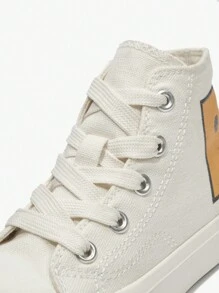 JNSQ Chaussures de canevas enfant à bout carré à la mode avec motif souriant, style décontracté de printemps/été