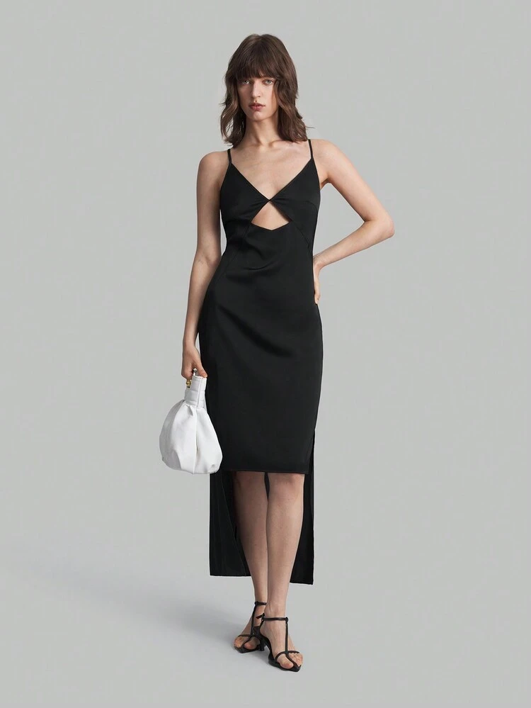 Ladies' Solid Color Simple Summer Spaghetti Strap Dress, Sexy Semi-Formal Dress, Las Vegas Black Dress