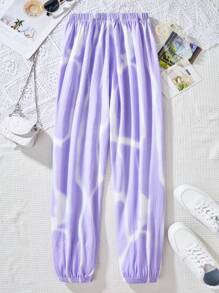 Tie-Dye Pattern Casual Pants For Teen Girls