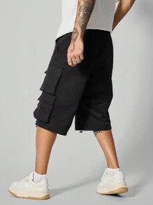 Manfinity Streetrush Pantalones cortos informales de trabajo con bolsillos y unicolor para hombre
