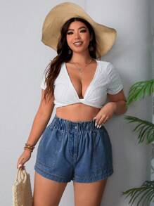 Breezaya Shorts informales de mezclilla para el verano en talla grande