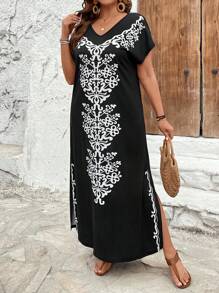 SHEIN LUNE CURVE Váy nữ cỡ lớn in họa tiết cá tính, thường ngày, dành cho mùa hè - Nhiều màu - Xem 4